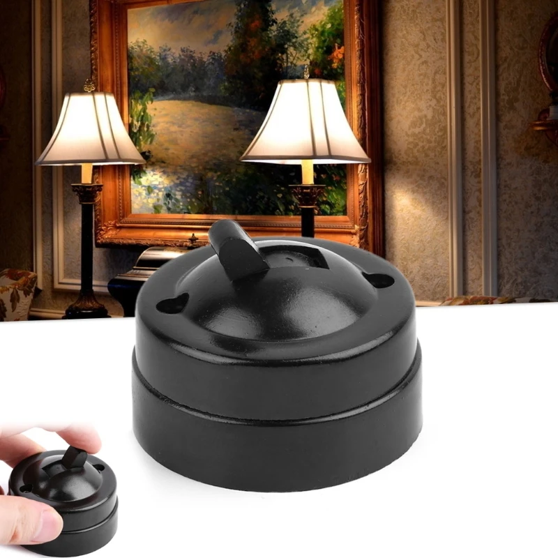

Retro Buttons Switch Old-fashioned Photoelectric Light Switch Flat Circular Surface Mounted,Single Control Table Lamp Switch 6A