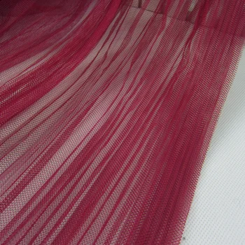 

5 Meters Width 155CM 61" Wine Red Ruffled Pleated Crumple Mesh Lace Fabric Solid Wedding Dress Clothes Materials LX34