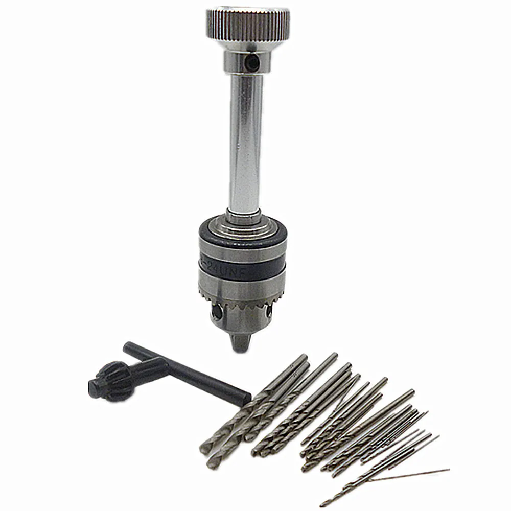 25pc Mini Micro Drill Hss Bits Set 0.5mm To 3mm With Hand Drill Manual