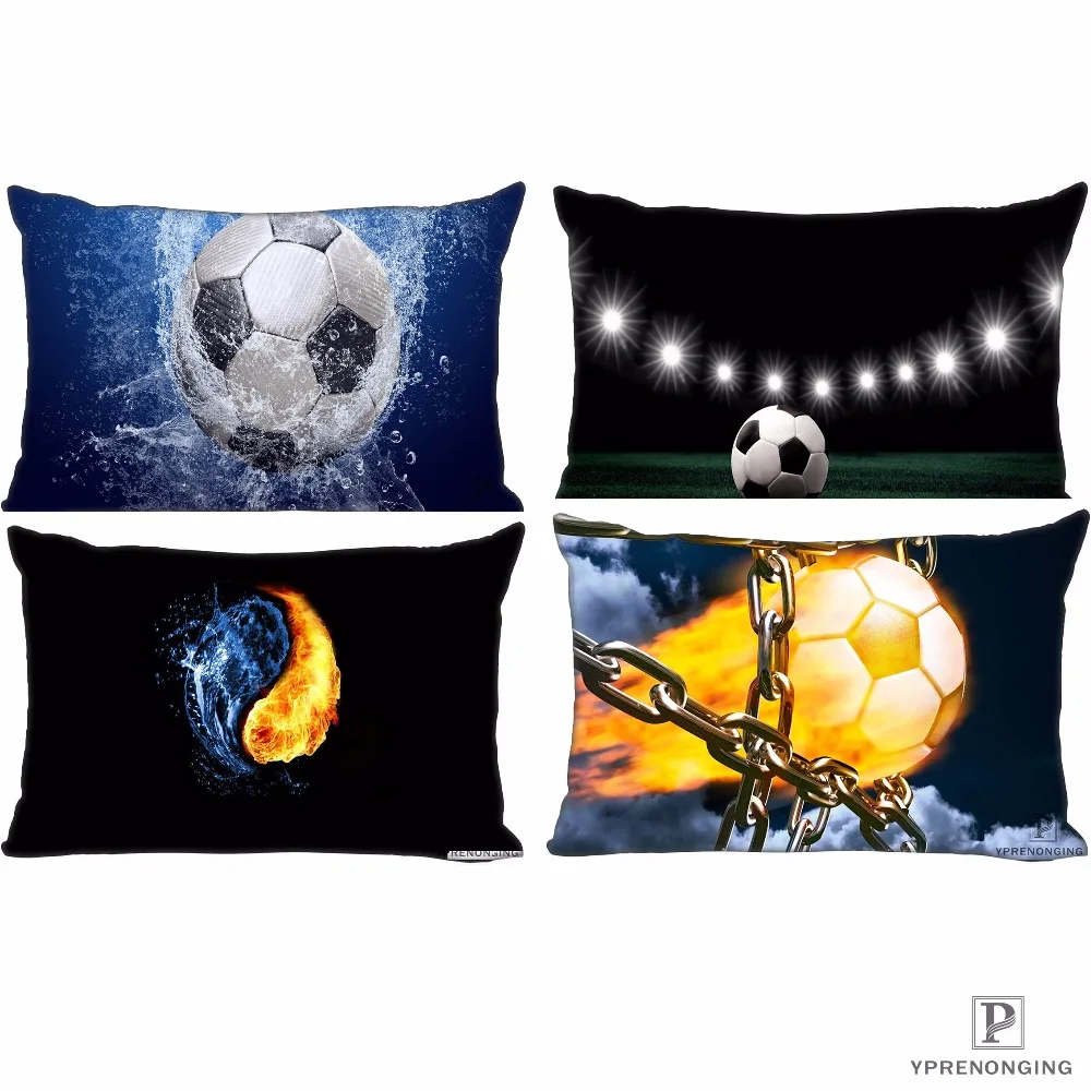 

Custom Soccer Ball Water and Fire Pillow Covers Cases Rectangle Pillowcases zipper 35x45cm (One Side Print)180516-21-11