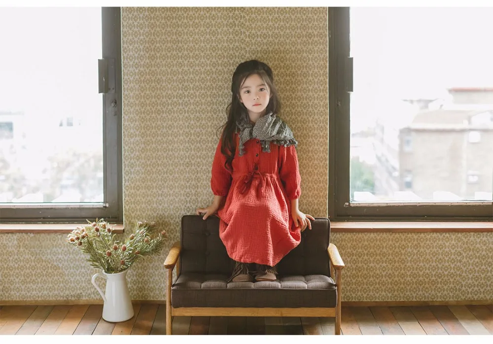 preppy style little big girls dresses fall 2018 kids cotton party dress clothes children red long sleeve princess costume dress (3)
