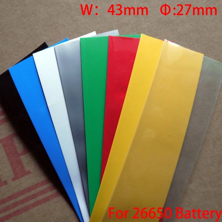 

5M Orange Green Red Yellow 43mm Width 27mm Dia Capacitor 26650 Battery Insulation Pack Protect PVC Heat Shrink Shrinkable Tube