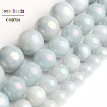 Светильник голубых бусин гальваническим кварцевый камень бусины для самостоятельного изготовления украшений для браслет "сделай сам" для изготовления ювелирных изделий, Aquamarina 1" нитка 6/8/10/12 мм