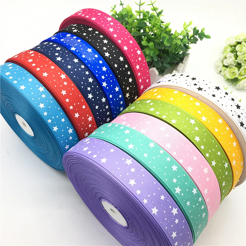 5 ярдов 1 &quot(25 мм) печать звезды Красивая Grosgrain лента для подарка Свадебная Упаковка украшения Рождественские