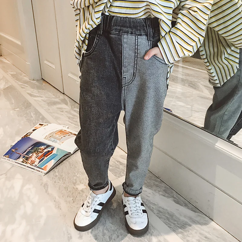 

Girls spring jeans 2019 new girls spring and autumn casual pants children color matching hipster fashion pants tide