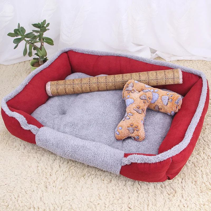 

Fine joy Dog Beds Sofas Pillow Mats Pat Summer Mat for Teddy Dog Cat Kennel House Cotton Coral Fleece Pets Animal Beds Blanket
