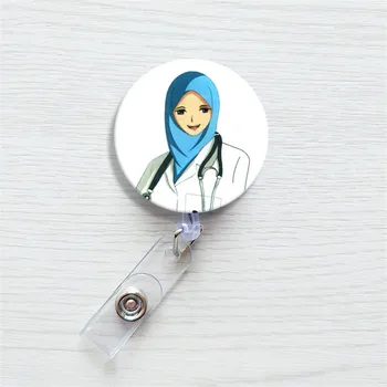 

Hot Cartoon cute Doctor Retractable Creative Plastic Badge Holder Reel Student Nurse Exhibition Name Card Chest card