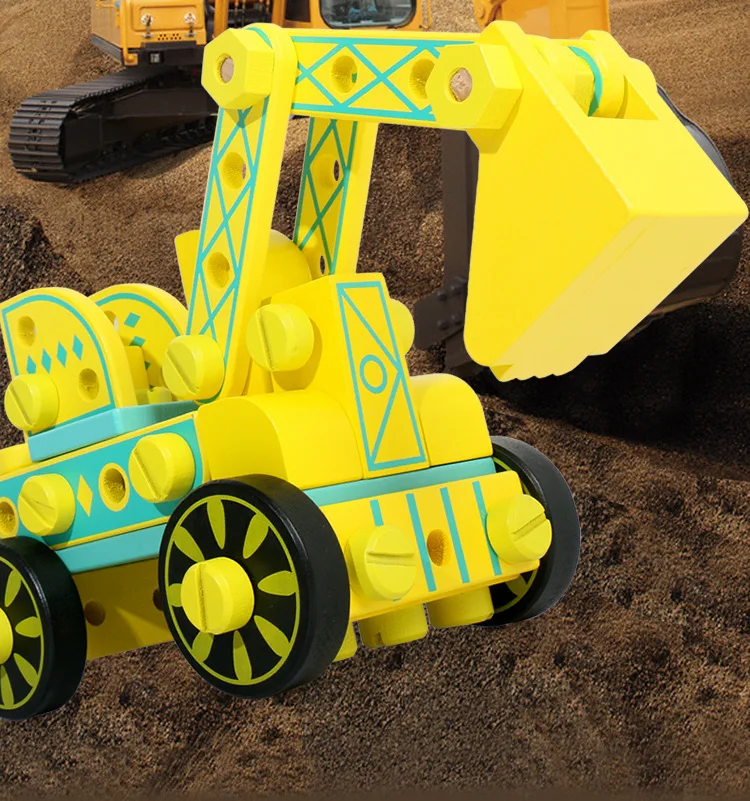 Мультифункциональный деревянный разборочный винт гайка комбинация развивающая игрушка инженерный автомобиль DIY Детские собранные автомобильные блоки