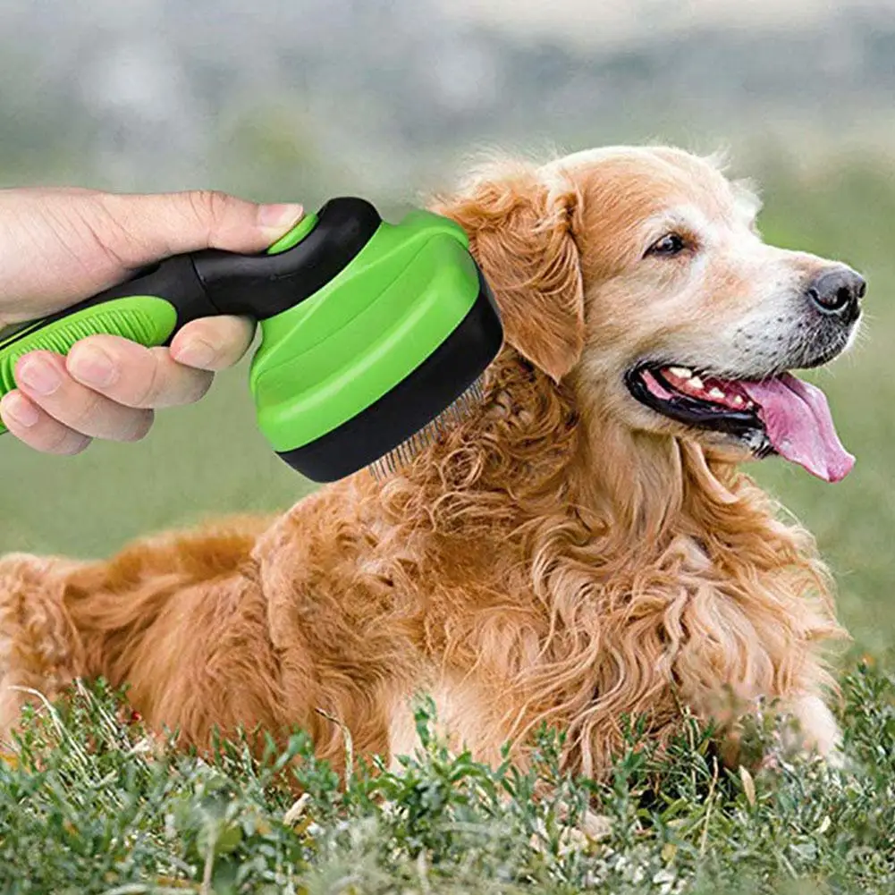 

HobbyLane PEet Dog Cat Automatic Hair Removal Long Handle Stainless Steel Dog Grooming Comb
