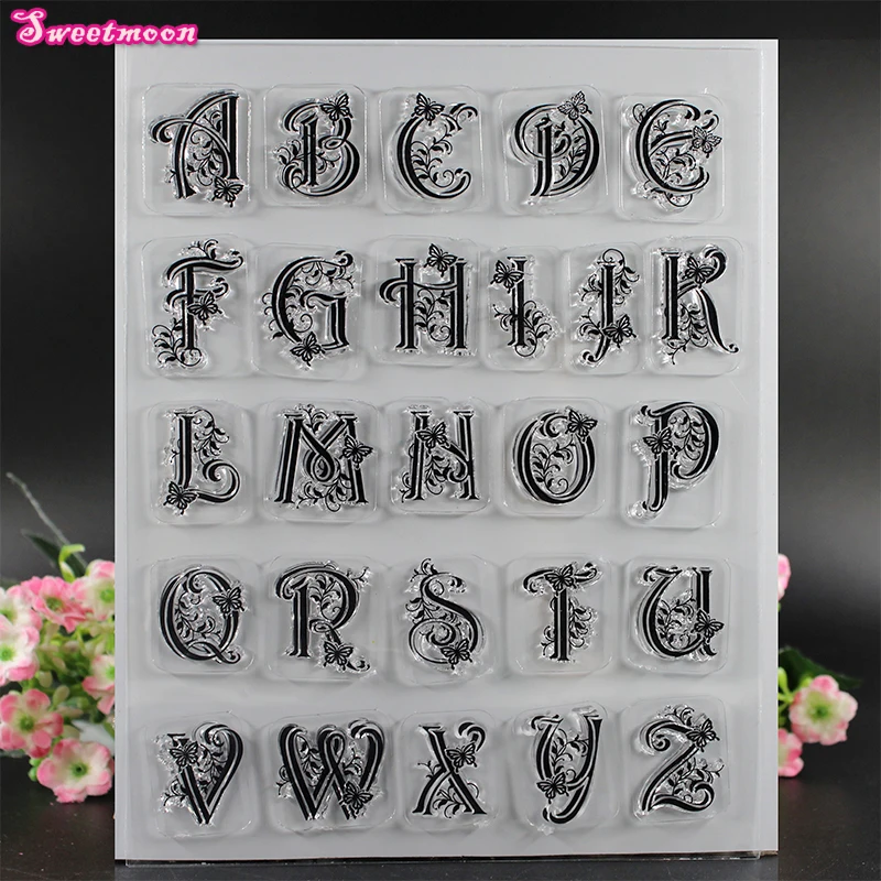 Lace A Z Alphabet Scrapbook Clear Stamp photo cards account rubber