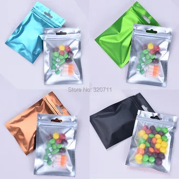 

1500PCS Frosted Clear Plastic Aluminum Foil Zip lock Package Bags Matte Blue Green Mylar Foil Bag Sundry Storage Pouch Hang Hole
