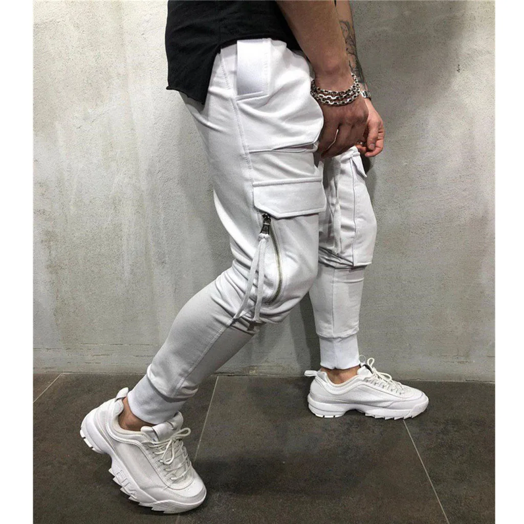 

Fashion Mens Joggers Drawstring Sweatpants Male Zipper Pockets Harem Pants Hip Hop Track Pants Trousers Streetwear Pantalones 3#