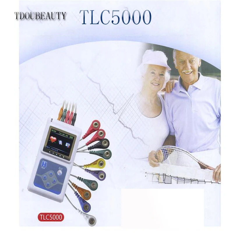 

TDOUBEAUTY High Quality 24 Hours cheap digital portable 12 Channel Holter ECG machine (TLC5000) Free Shipping