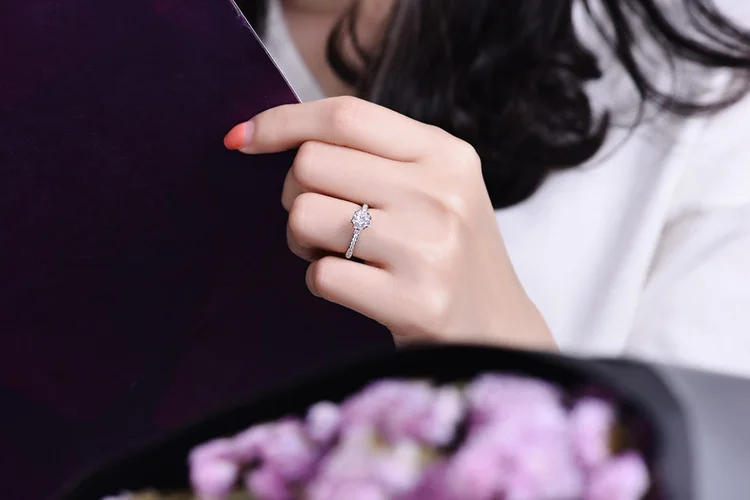 ZOCAI Дизайн Обручальные кольца натуральным diamond 0.3ct F-g/SI 18 К из белого золота(au750) алмаз подарок кольцо