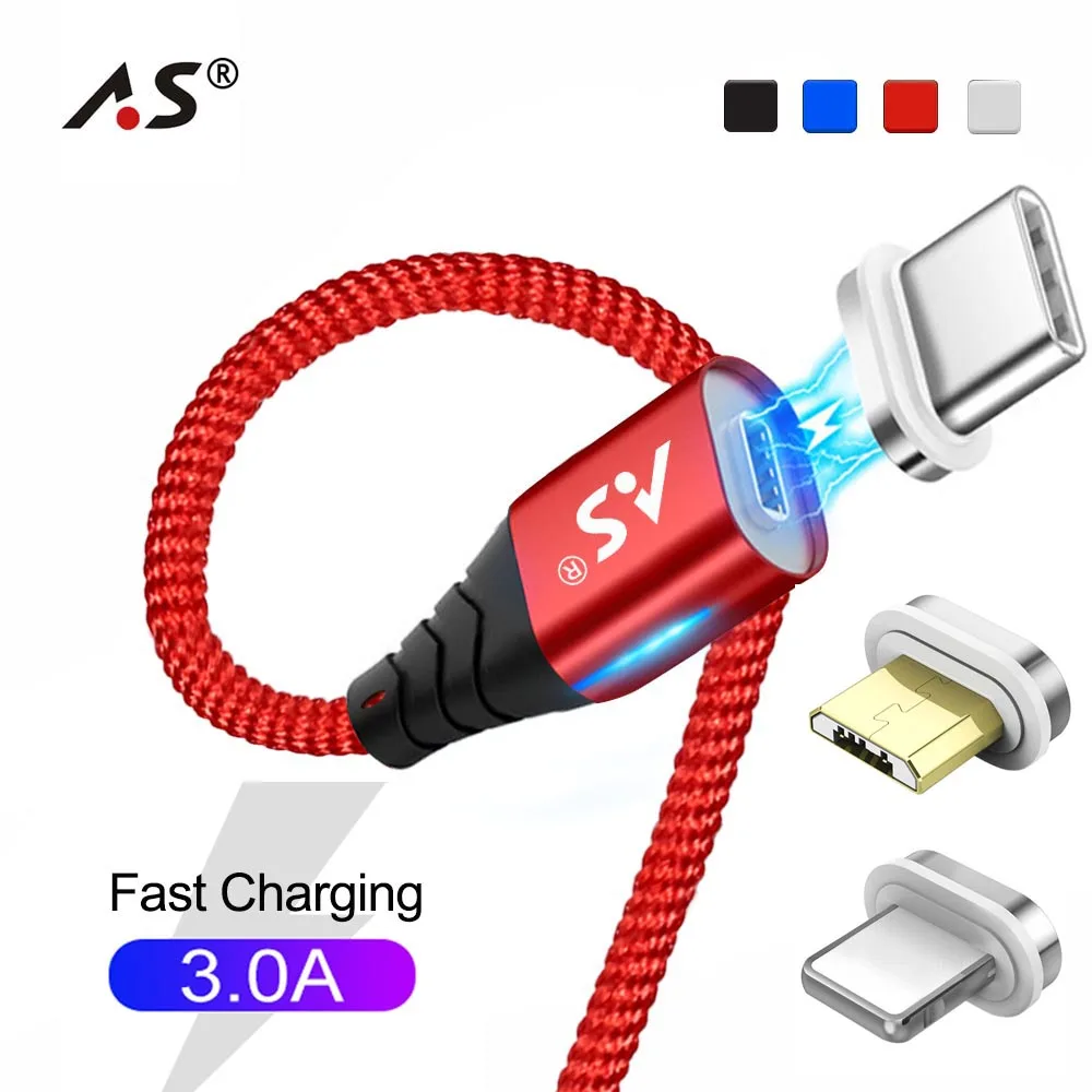 

A.S Magnetic USB Cable for Huawei Type C Magnetic Charger Data Cable for iPhone Samsung Xiaomi Micro USB Mobile Phone Cables