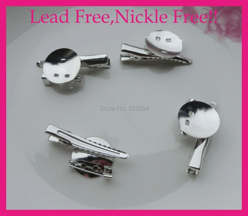 

20PCS 2.0cm 3/4" Round Metal Pad Dual Metal pin backs with 2.0cm safty pin and 4.0cm alligator clip at lead free and nickle free