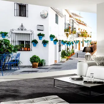 

Home Cafe Decor Wall Papers 3D Nature Europe Street Photo Wallpaper Mural Living Room Bedroom Self Adhesive Vinyl/Silk Wallpaper