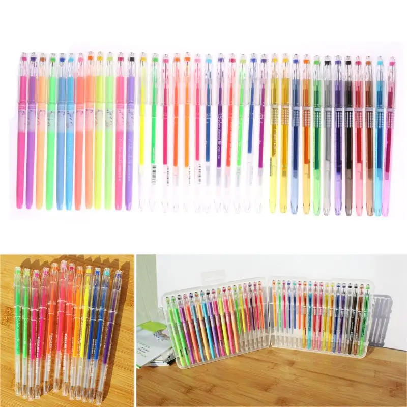 

36 Color Neutral Diamond Color Pen Dedicated Painting Pens Glitter Fluorescence Flash Pastel Drawing Pen for School Stationery