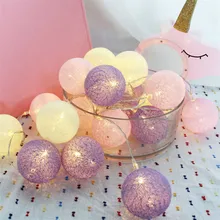 3,3 м или 4,8 м цветной светодиодный светильник с хлопковыми шариками светящийся светодиодный Сказочный светильник вечерние Свадебные Рождественские украшения своими руками