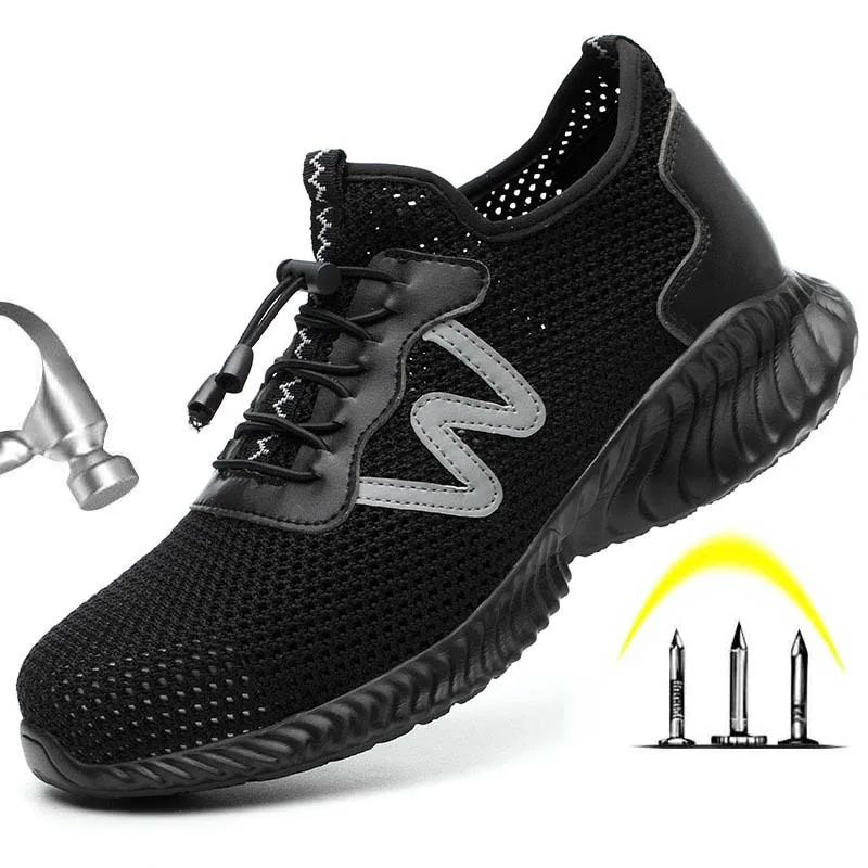 

Men Steel Toe Work Safety Boots Shoes Breathable Anti-smashing Anti-puncture Non-slip Construction Casual Protective Shoes