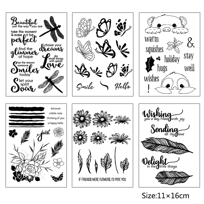 

AZSG Nature Flowers/Leaves Transparent Clear Stamps/Silicone Seals for DIY Scrapbooking photo album/Card Making 11*16cm