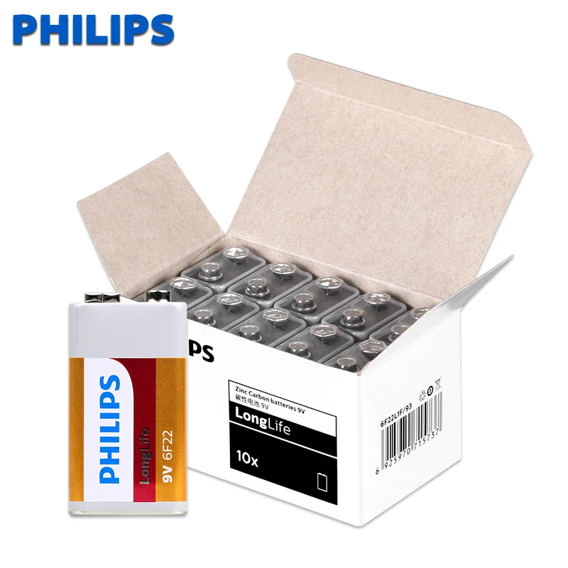 10 шт./philips PP3 6F22 6LR61 MN1604 9 В сверхмощные сухие батареи не перезаряжаемые для радио