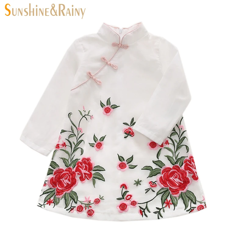 

2017 Spring Embroidered Flower Girls Dresses Kids Lace Vestidos Baby Girl Princess Dress For Wedding Party