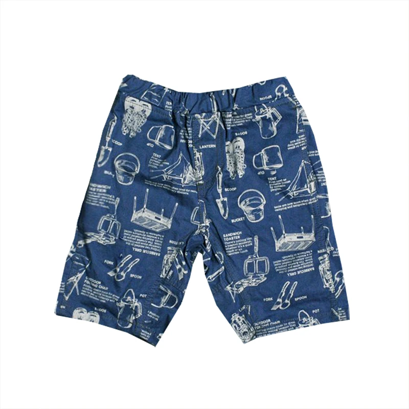 

STRIVE LUCK 2018 boys summer cotton cartoon Knee Length blue Loose pants 4-12 years kids Short baby sports pants