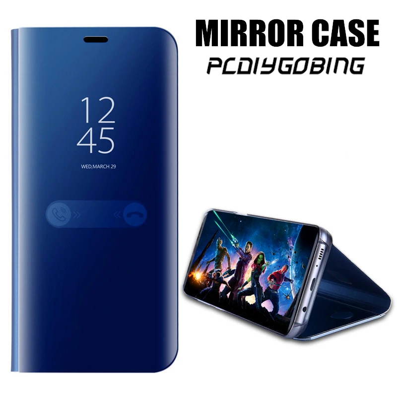 Роскошный зеркальный умный чехол с откидной крышкой для Xiaomi Mi 6 8 SE 5X A1 6X A2 Note 3 Pocophone