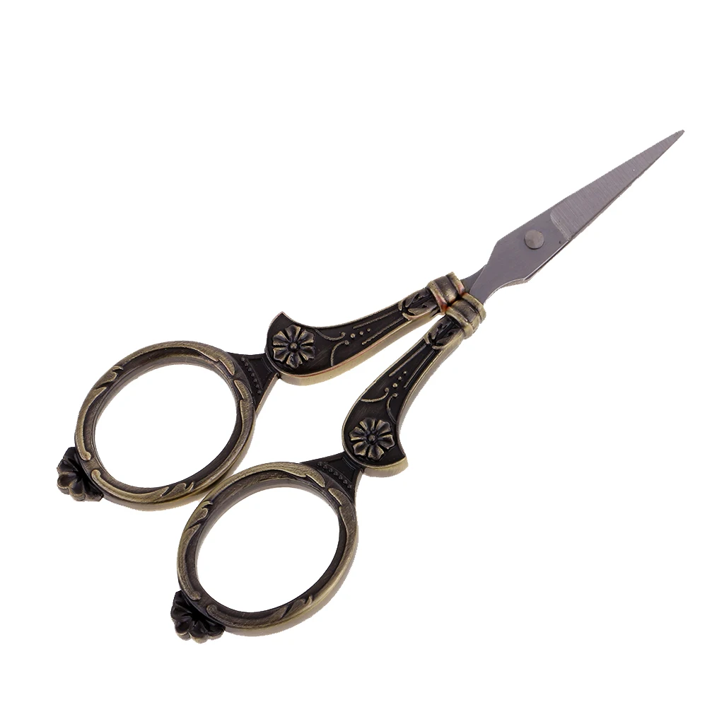 Vintage Europea Style Floral Scissors for Needlework Embroidery Sewing Craft Red Bronze/ Bronze