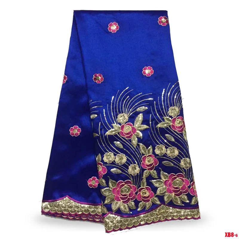

2018 African George Lace Fabric With Exquisite Indian Royal Blue Lace Fabric For Nigeria Wedding Dress Silk Lace Fabric G1806B2
