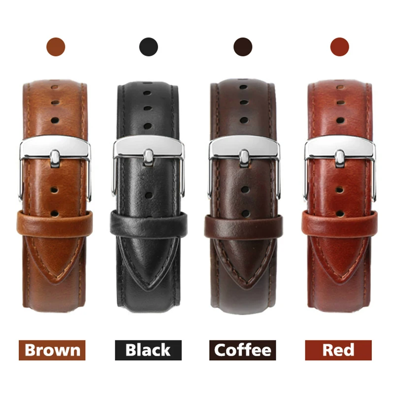 

Black Watch Bands Strap Watchband Leather Men Women Genuine 12mm 14mm 16mm 18mm 20mm 22mm Watch Strap Saat Kordonu Watch Belt