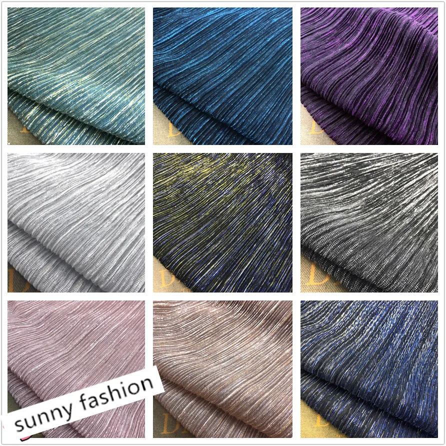 

2018 Spring and Summer, Electro-optic Gradient Star Color Pleated Mesh Fabric,folding fabric