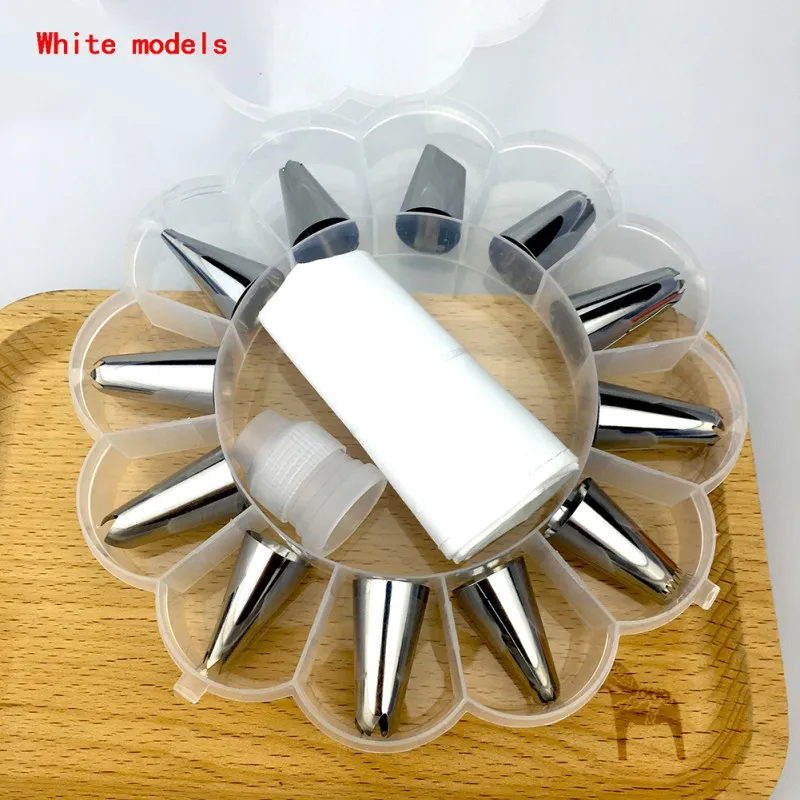 

14Pcs/Set Cake Bake-ware Decoration Silicone Icing Piping Cream Pastry Bag Stainless Steel Nozzle Set DIY Cake Decor