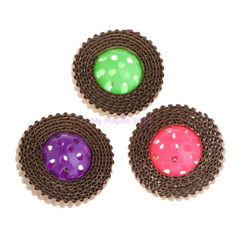 

3pcs Cat Toys Round Scratcher Corrugated Paper Ball Bell Funny Interactive Toy Pet Cat Kitten Supplies C42