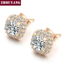 ZHOUYANG серьги-гвоздики для женщин, Классические Элегантные Свадебные вечерние ювелирные изделия с кубическим цирконием ZYE042 ZYE043