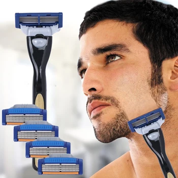 

Professional Men's Shaver & 1/4/8pcs Razor Blade 4 Layer Blades For Shaving Razor Compatible Sharp Replaceable Straight
