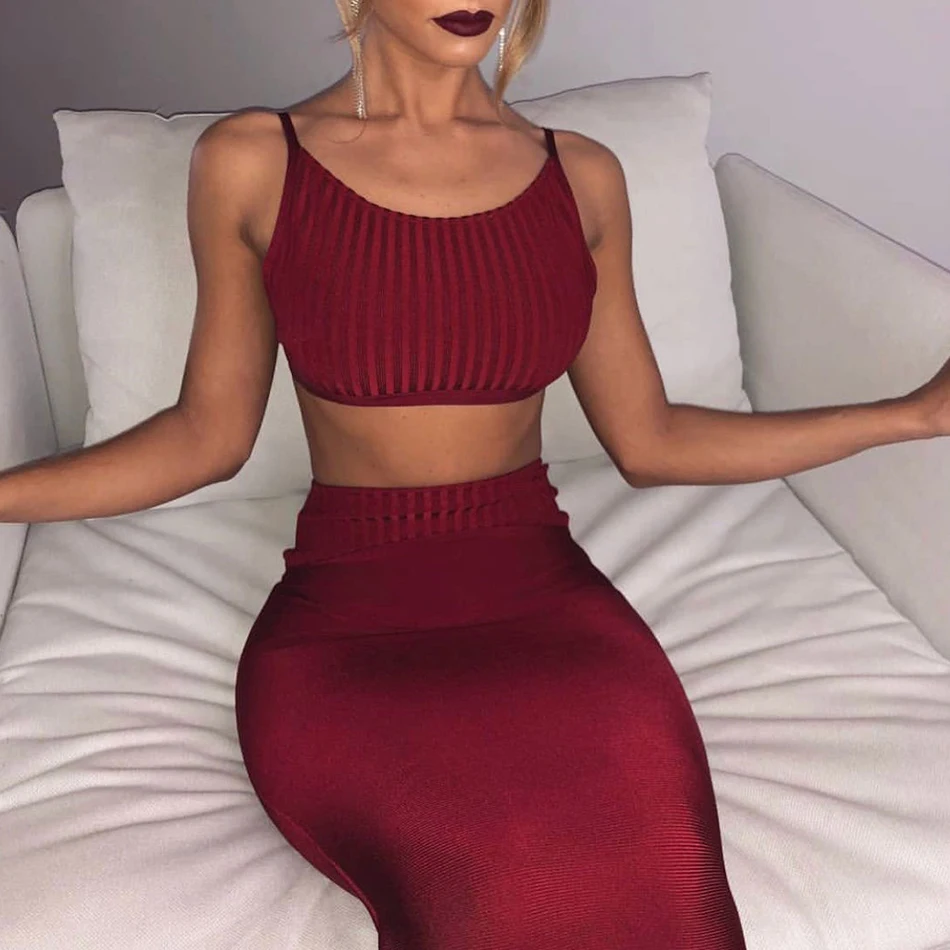 

Seamyla New Summer 2 Two Piece Set Women Strapless Sexy Bodycon Bandage Sets Vestidos Midi Clubwear Celebrity Party Suits Outfit