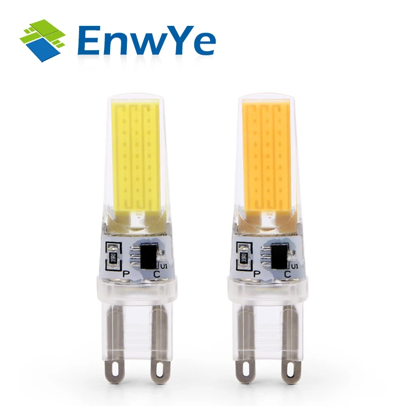 EnwYe G9 Светодиодная лампа AC/DC 360 градусов с регулируемой яркостью 220 В 6 Вт COB SMD LED