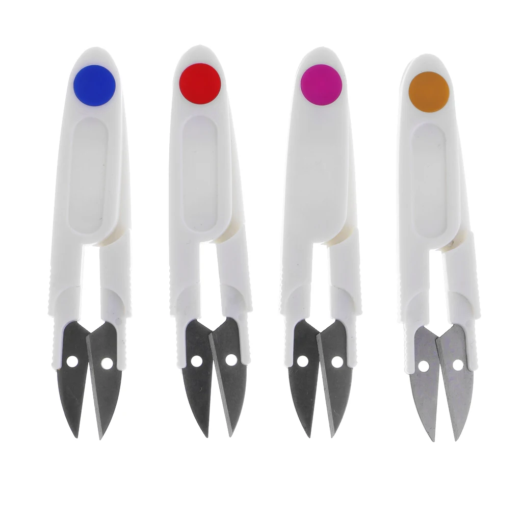 4 Piece Plastic Handle Yarn Scissors Thread Cutter Stitch Tailor Sewing Tools Great for Cutting Fishing Line Fabric Paper Thread