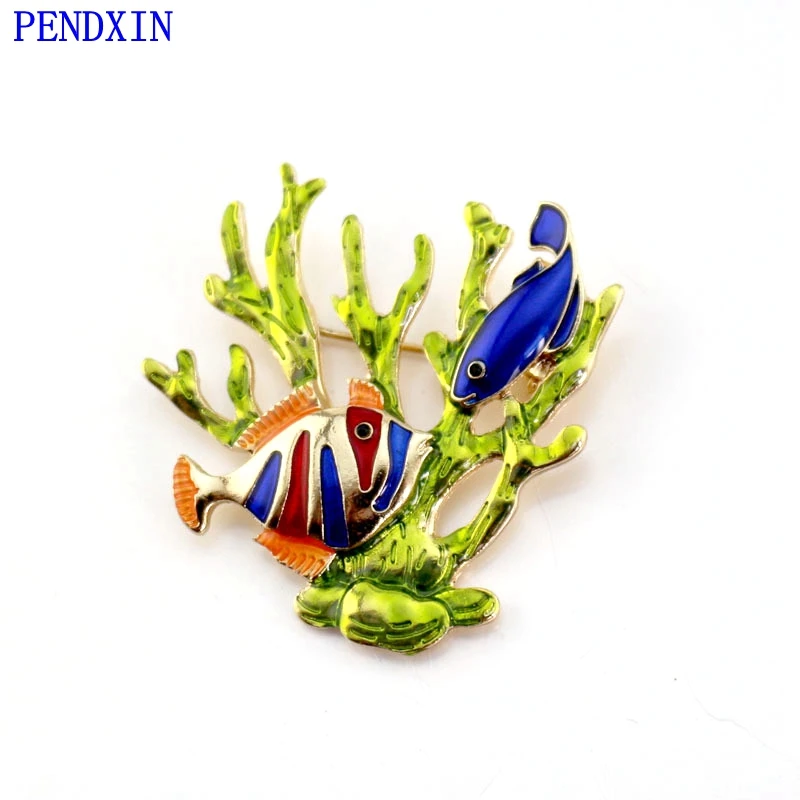 

New enamel jeweled tropical Marine coral fish brooch