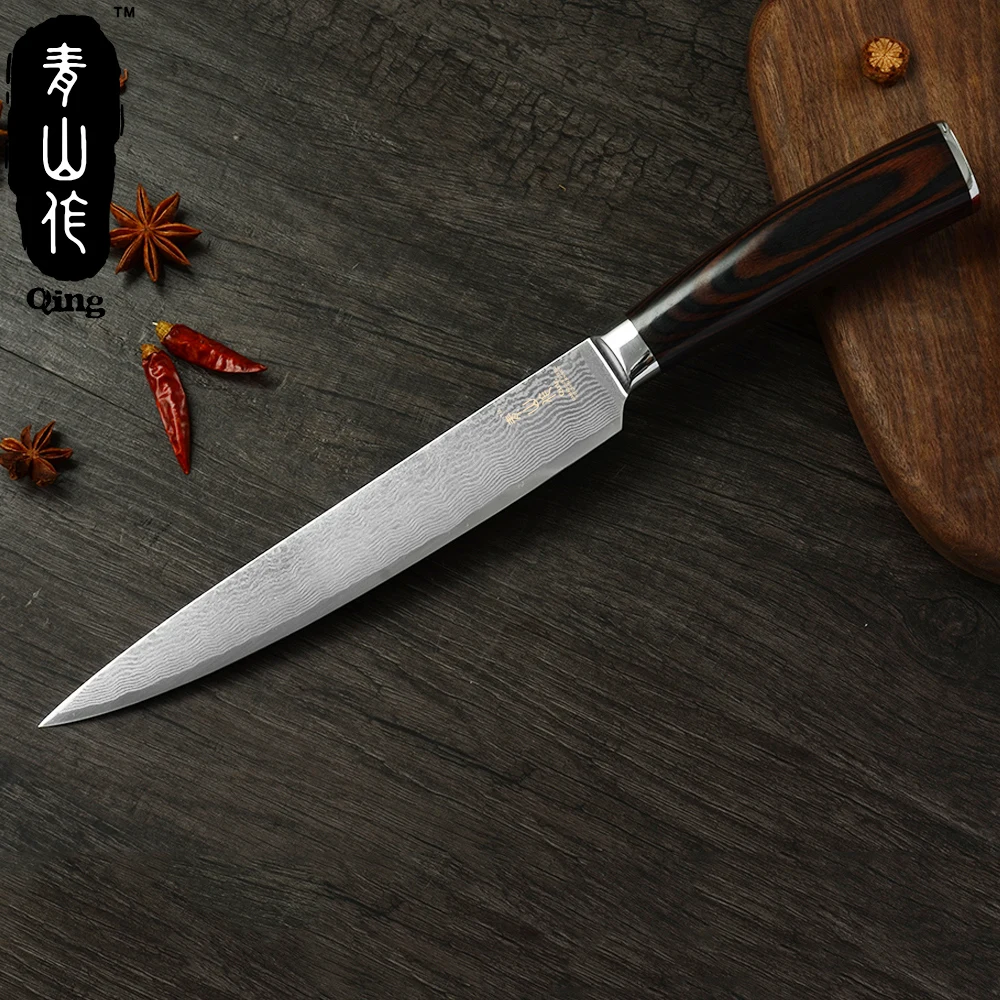 QING VG10 японский дамасский нож 67 слоев стальной кухонный Нескользящая цветная
