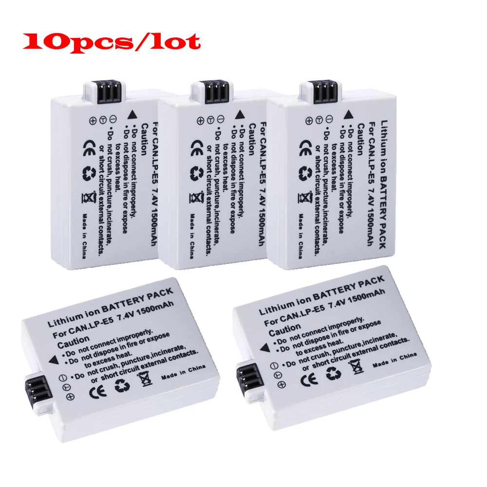 

10x 1500mAh li-ion Camera LP-E5 battery LP E5 bateria LPE5 For Canon DSLR EOS 500D 450D 1000D kiss x3 SZ20 SZ10 XZ1 TG805 U9000