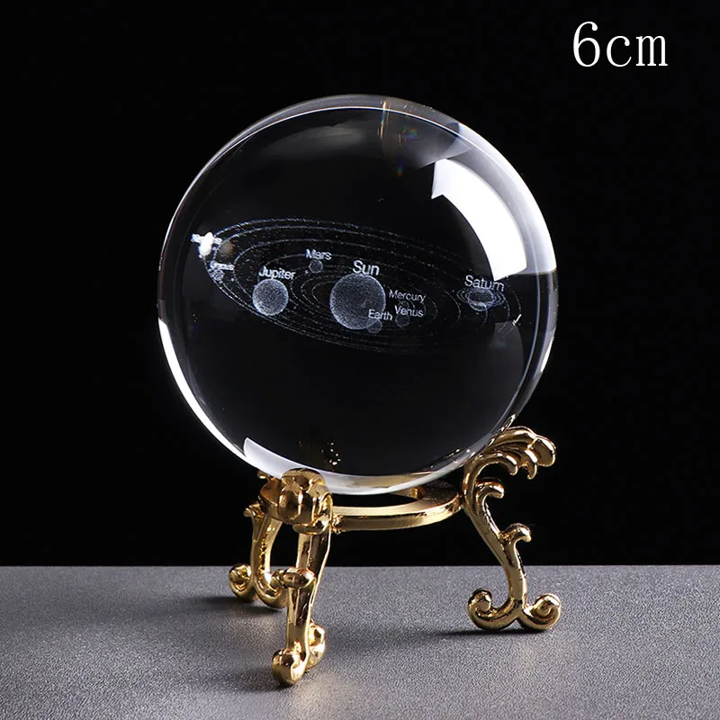 

Deli 1PCS 6CM 3D Solar System Crystal Ball Planets Glass Ball Laser Engraved Globe Miniature Model Home Gift Ornament 60mm