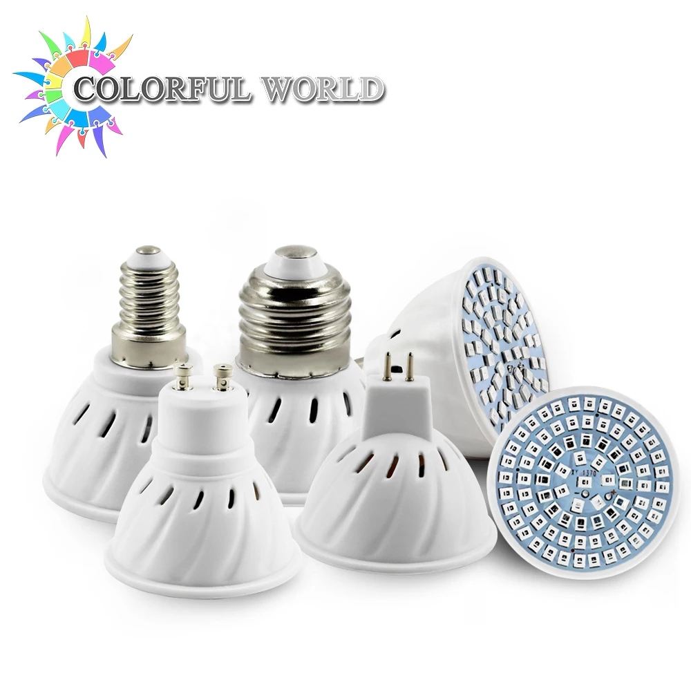 LED Grow Light 220v 110v E27 E14 GU10 MR16 60led 80led case led lamp for aquarium