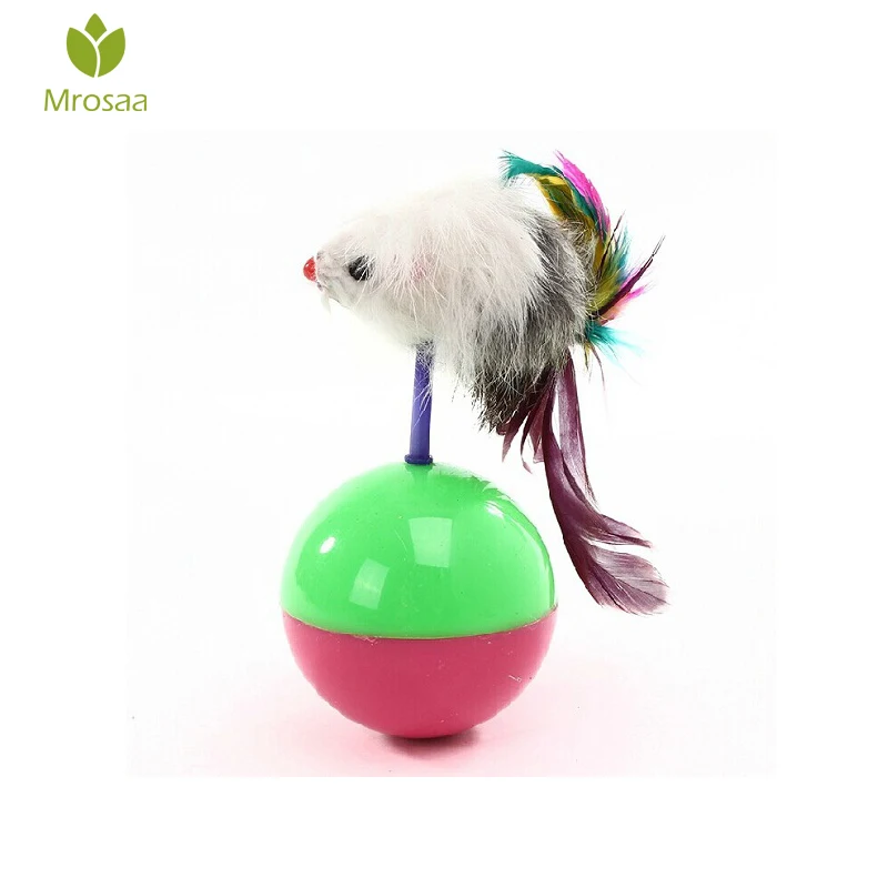 Mrosaa Interactive Cat Tumbler Toy Feather Toy Fluffy Mouse Crinkle