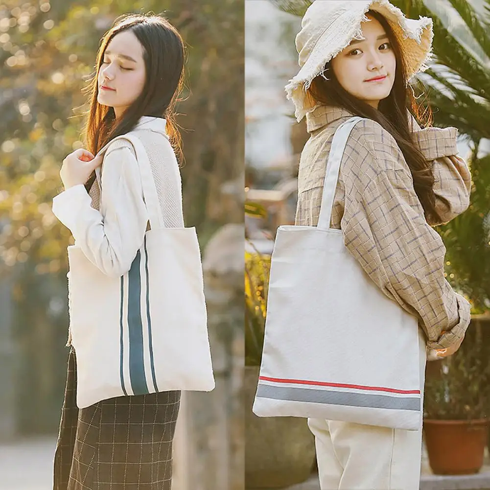 

Stripe Print Minimalism Tote Canvas Handbag Women Shoulder Bag Shopping Pouch Bolsa Feminina Para Mujer Travel Bags For Women