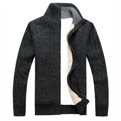Мужской зимний толстый свитер из искусственного меха, мужской однотонный приталенный свитер из искусственной шерсти, пальто, верхняя одежда M-3XL - Цвет: Темно-серый