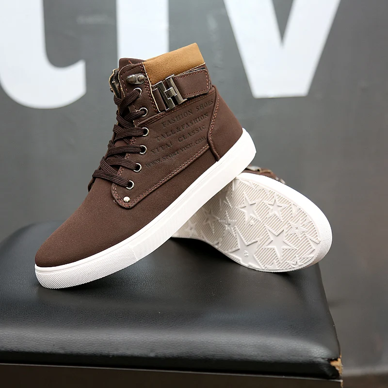 Hot Men Boots Fashion Warm Winter Men shoes Autumn Leather Footwear For Man New High Top Canvas Casual Shoes Men