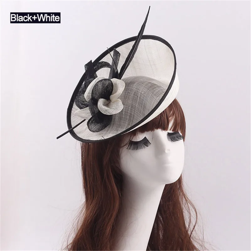 Mingli Tengda розовые свадебные шапки для женщин элегантный винтажный головной убор для приемов аксессуары chapeaux de mariage pour femme - Цвет: white black